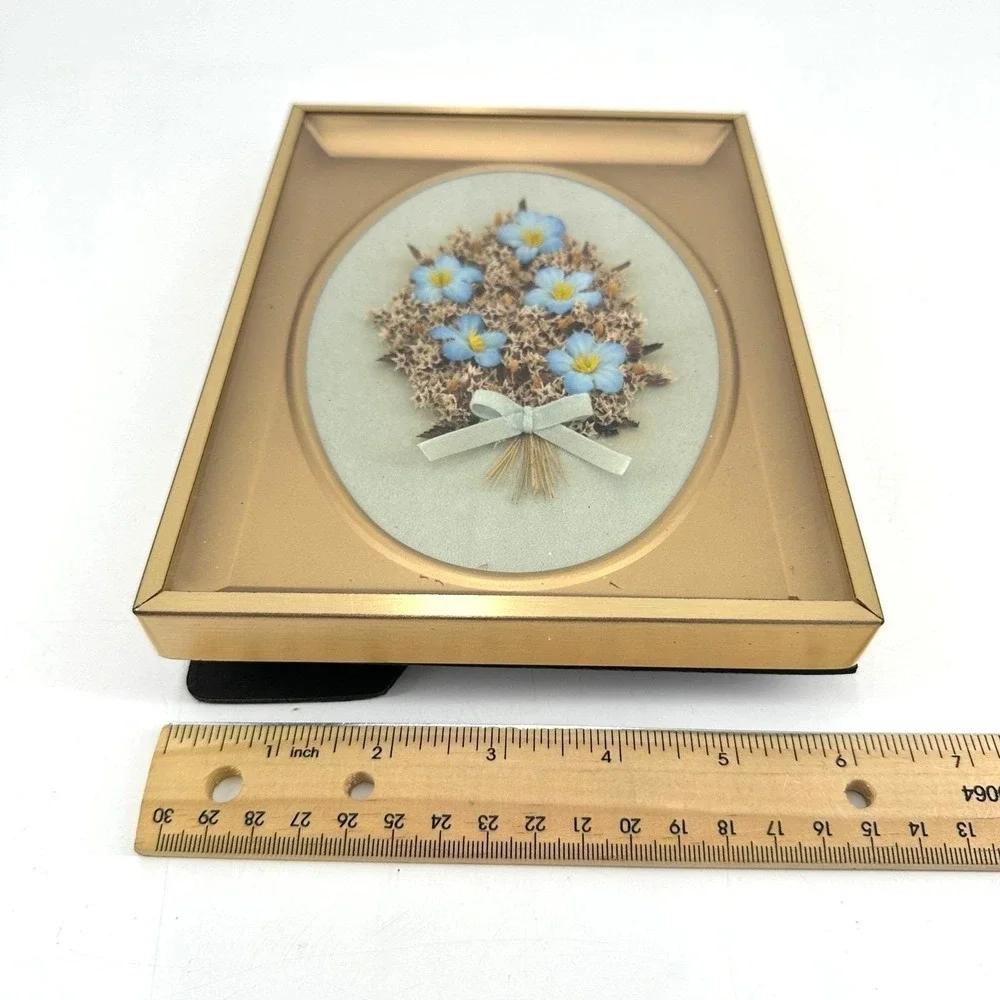 Vintage Cottagecore Gold‎ Framed Pressed Flower Botanical Wall Art Decor